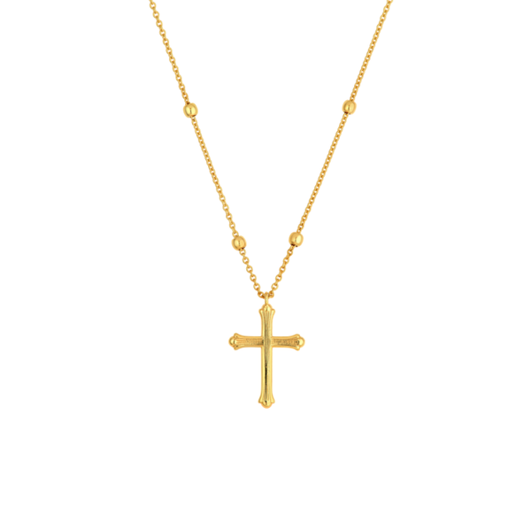 14K Yellow Gold Bead Station Cross Pendant Necklace Koerbers Fine Jewelry Inc New Albany, IN