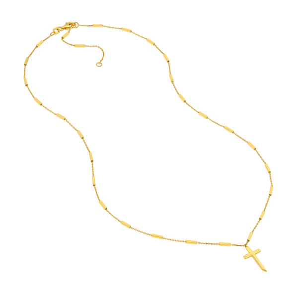 14K Yellow Gold Bar Station Cross Pendant Necklace Image 2 Koerbers Fine Jewelry Inc New Albany, IN