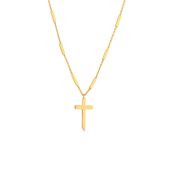 14K Yellow Gold Bar Station Cross Pendant Necklace Koerbers Fine Jewelry Inc New Albany, IN