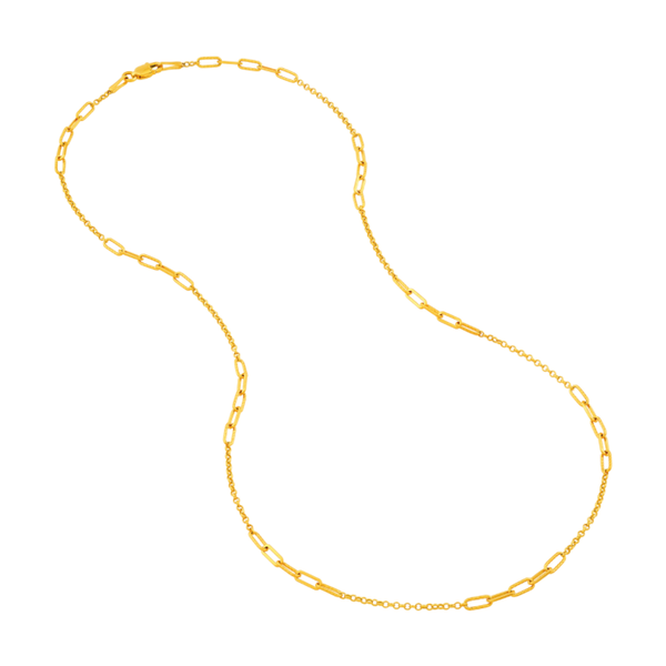 Alternating Textured Oval Link Necklace 18.25