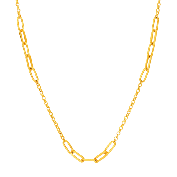 Alternating Textured Oval Link Necklace 18.25