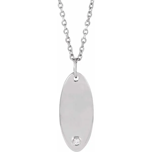 14K White Gold Natural Diamond Engravable Necklace Koerbers Fine Jewelry Inc New Albany, IN