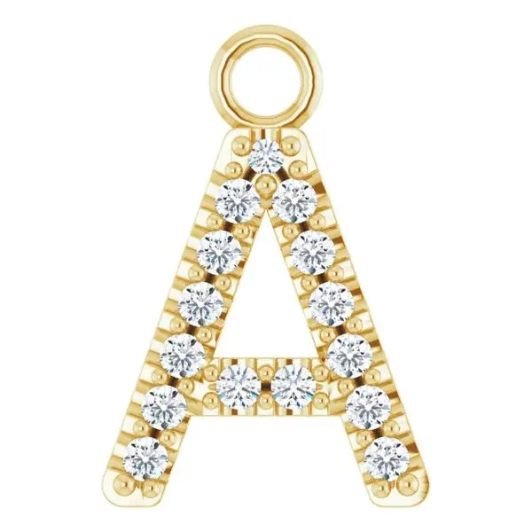 14K Yellow Gold Permanent Jewelry Natural Diamond Initial 'A' Dangle similar item image