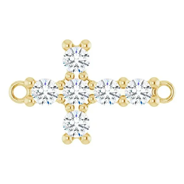 14K Yellow Gold Round Sideways Cross Cabochon Permanent Jewelry Link similar item image