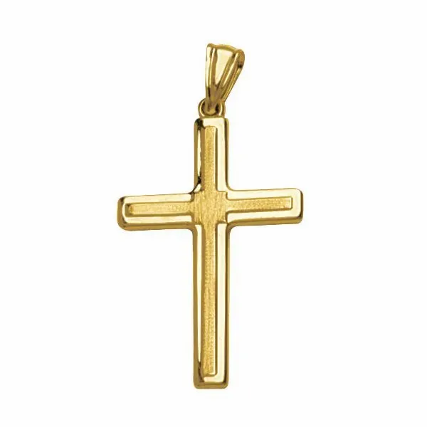 14K Yellow Gold Satin Raised Cross Pendant Koerbers Fine Jewelry Inc New Albany, IN