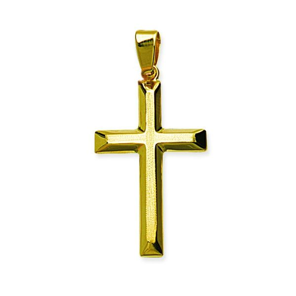 14K Yellow Gold Bevel Edge Cross Pendant Koerbers Fine Jewelry Inc New Albany, IN