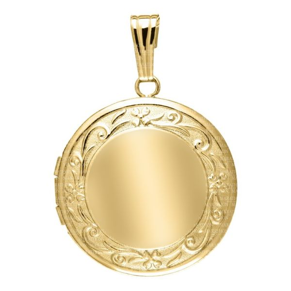 14K Yellow Gold Round Locket With Scroll Edge Design Koerbers Fine Jewelry Inc New Albany, IN
