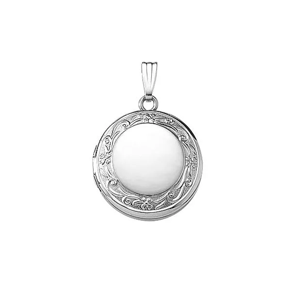 14K White Gold Round Locket With Scroll Edge Design Koerbers Fine Jewelry Inc New Albany, IN