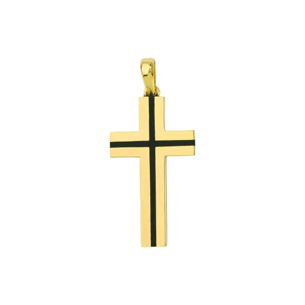 14K Yellow Gold Fancy Black Enamel Accent Cross Koerbers Fine Jewelry Inc New Albany, IN