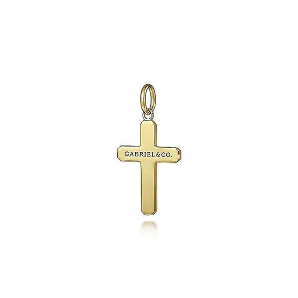 14K Yellow Gold Cross Pendant with Vertical Brush Image 2 Koerbers Fine Jewelry Inc New Albany, IN