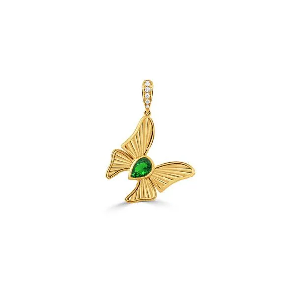 18K Yellow Gold Diamond Butterfly Pendant With Tsavorite Koerbers Fine Jewelry Inc New Albany, IN