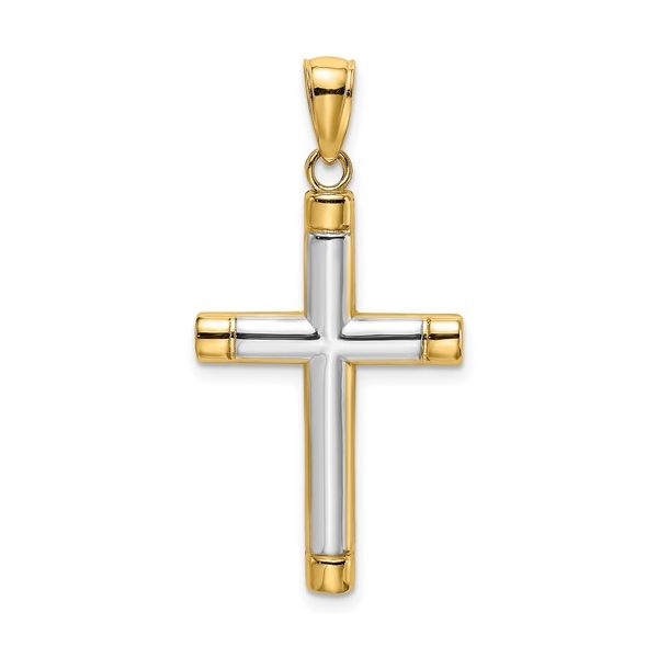 14K Yellow and White Rhodium Polished Tubular Cross Charm Koerbers Fine Jewelry Inc New Albany, IN