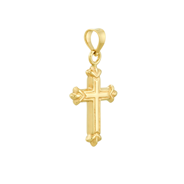 14K Yellow Gold 3D Fleur Detailed Cross Pendant Image 2 Koerbers Fine Jewelry Inc New Albany, IN