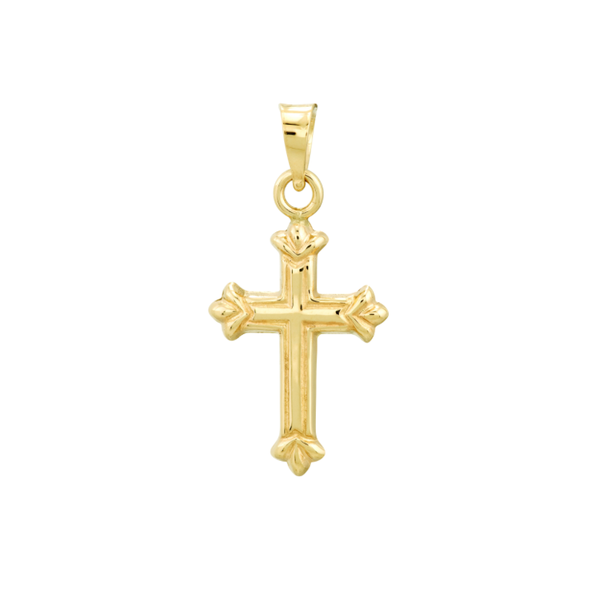 14K Yellow Gold 3D Fleur Detailed Cross Pendant Koerbers Fine Jewelry Inc New Albany, IN