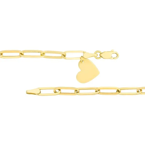 14K Yellow Gold Dangle Heart Paper Clip Bracelet Image 3 Koerbers Fine Jewelry Inc New Albany, IN