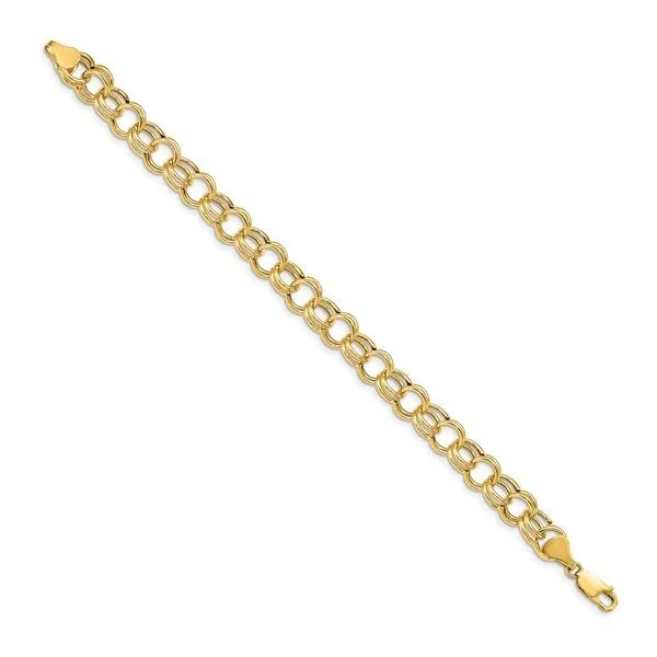 14K Yellow Gold Hollow Double Link Charm Bracelet 7
