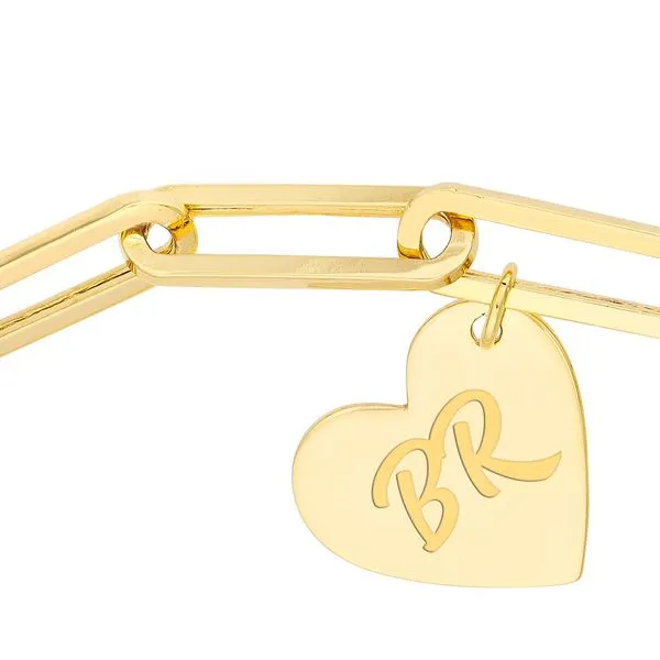 14K Yellow Gold Dangle Heart Paper Clip Bracelet Image 2 Koerbers Fine Jewelry Inc New Albany, IN