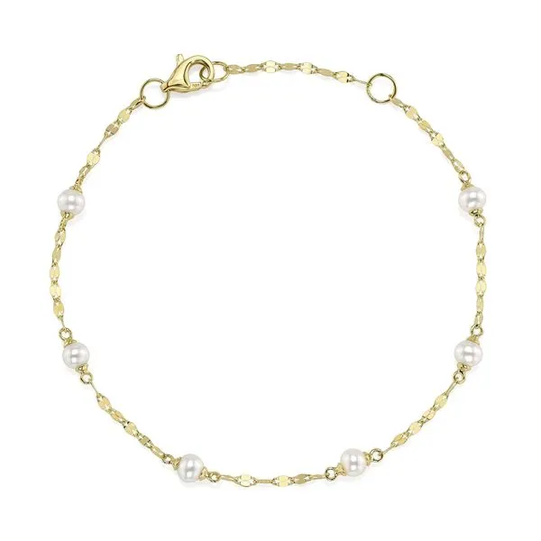 14K Yellow Gold Cultured Pearl Sparkle Chain Bracelet Koerbers Fine Jewelry Inc New Albany, IN