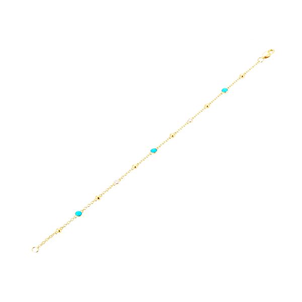 14K Yellow Gold Turquoise and Diamond Bracelet Koerbers Fine Jewelry Inc New Albany, IN
