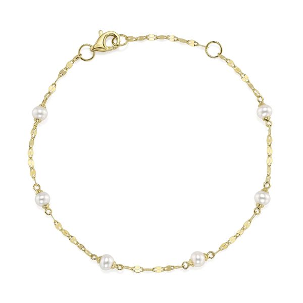 14K Yellow Gold Cultured Pearl Sparkle Chain Bracelet Koerbers Fine Jewelry Inc New Albany, IN
