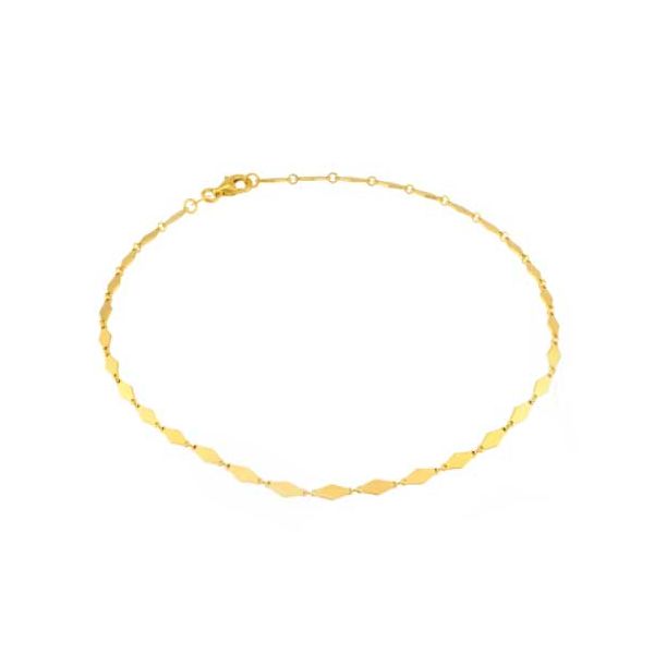 14K Yellow Gold Diamond-Shaped Flat Link Chain Bracelet Koerbers Fine Jewelry Inc New Albany, IN