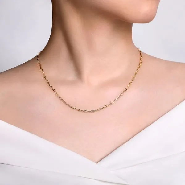 14K Yellow Gold Hollow Paper Clip Chain Necklace Image 3 Koerbers Fine Jewelry Inc New Albany, IN