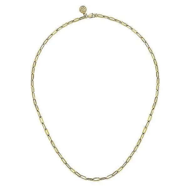14K Yellow Gold Paper Clip Chain Necklace 17
