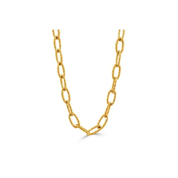 18K Yellow Gold Fancy Link Paperclip Chain 18