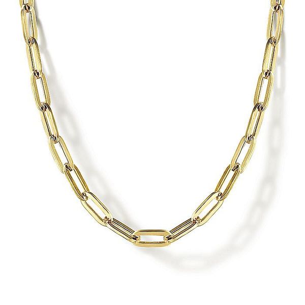 14K Yellow Gold Paper Clip Chain Necklace 17