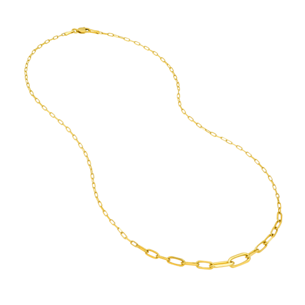 14K Yellow Graduating Paper Clip Necklace 18