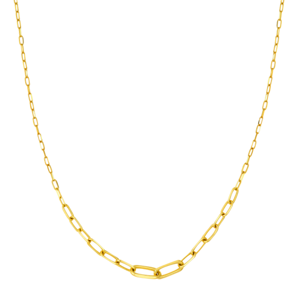 14K Yellow Graduating Paper Clip Necklace 18