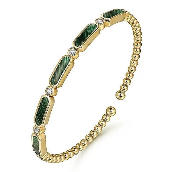 14K Yellow Gold Diamond and Malachite Bujukan Bangle Image 2 Koerbers Fine Jewelry Inc New Albany, IN