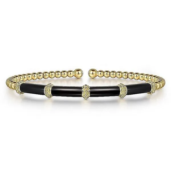14K Yellow Gold Bujukan Beads Split Bangle with Black Enamel Koerbers Fine Jewelry Inc New Albany, IN