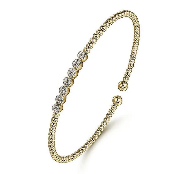 14K Yellow Gold Bujukan Bead and Cluster Diamond Bangle Image 2 Koerbers Fine Jewelry Inc New Albany, IN