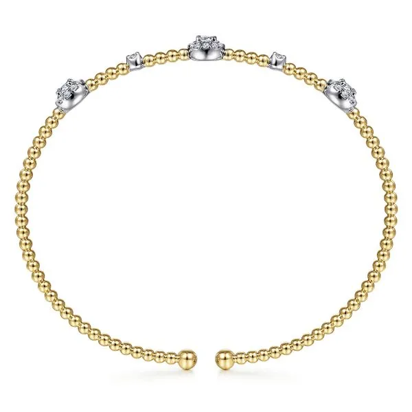 14K White and Yellow Gold Bujukan Diamond Cluster Stations Bangle Image 3 Koerbers Fine Jewelry Inc New Albany, IN