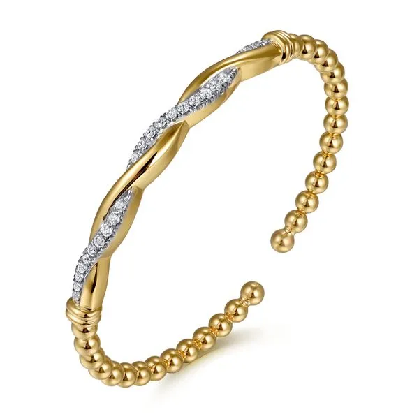14K Yellow Gold Bujukan Diamond Twist Split Bangle Bracelet Image 2 Koerbers Fine Jewelry Inc New Albany, IN