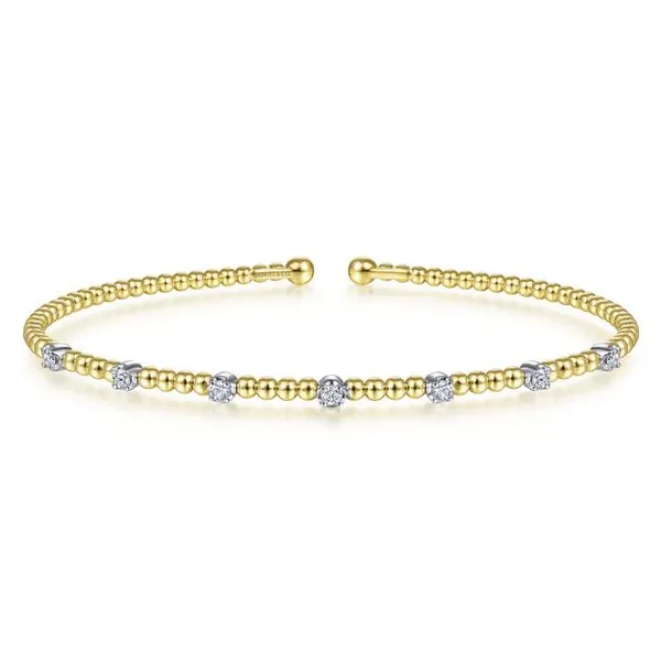 14K White and Yellow Gold Bujukan Bead Cuff Bracelet Koerbers Fine Jewelry Inc New Albany, IN