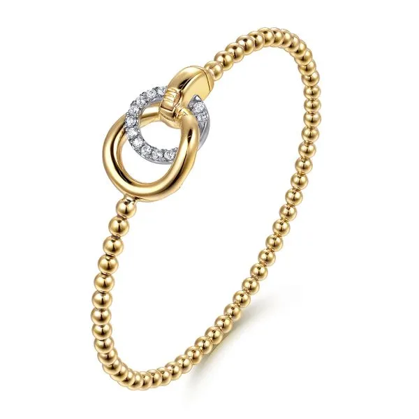 14K White & Yellow Gold Bujukan and Diamond Double Circle Bangle Bracelet Image 2 Koerbers Fine Jewelry Inc New Albany, IN