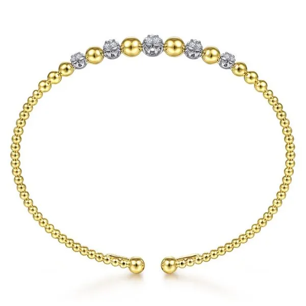 14K Yellow and White Gold Bujukan Bead Cuff Bracelet Image 3 Koerbers Fine Jewelry Inc New Albany, IN