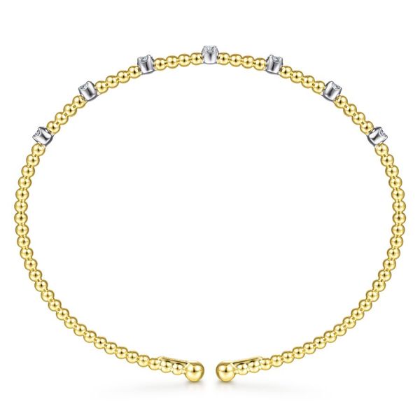 14K White and Yellow Gold Bujukan Bead Cuff Bracelet Image 3 Koerbers Fine Jewelry Inc New Albany, IN