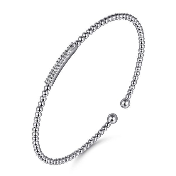 14K White Gold Bujukan Bead Bangle with Diamonds Image 2 Koerbers Fine Jewelry Inc New Albany, IN