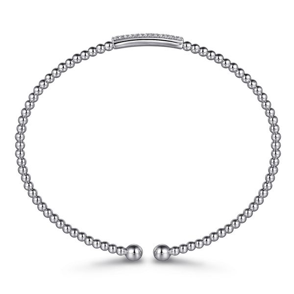 14K White Gold Bujukan Bead Bangle with Diamonds Image 3 Koerbers Fine Jewelry Inc New Albany, IN