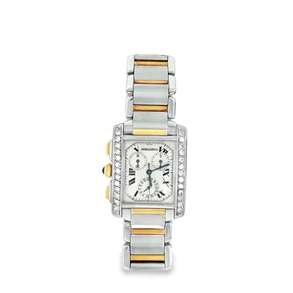 Pre Owned Cartier Tank Watch Francaise Chrono Flex Custom Diamond Koerbers Fine Jewelry Inc New Albany, IN