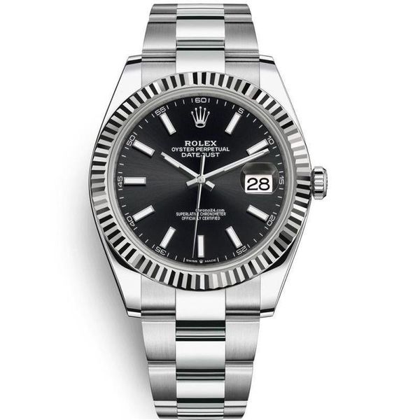 Pre Owned Rolex Datejust 41mm Fluted Bezel Black Stick Dial Oyster 126334 Koerbers Fine Jewelry Inc New Albany, IN