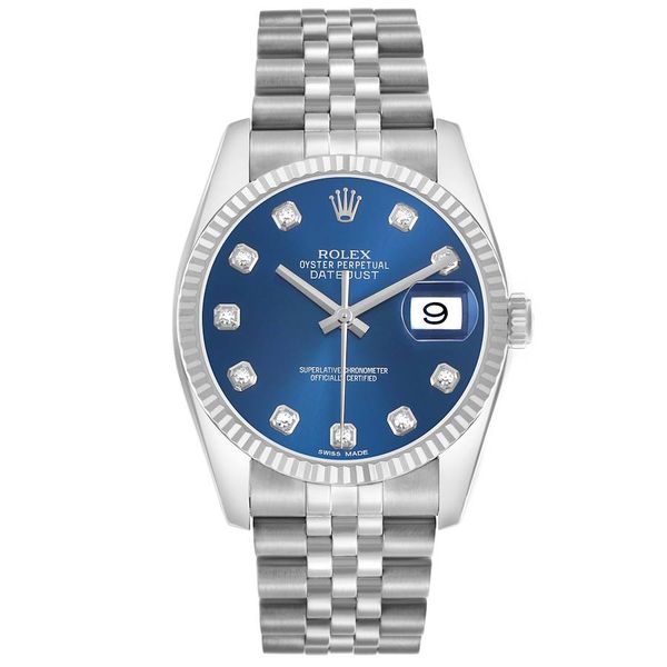 PreOwned Rolex Datejust 36mm Blue Dial Diamond Jubilee Band Koerbers Fine Jewelry Inc New Albany, IN