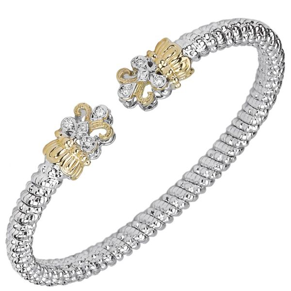 14K Yellow Gold & Sterling Silver Open Cuff Diamond Bracelet Koerbers Fine Jewelry Inc New Albany, IN