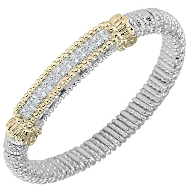 14K Yellow Gold & Sterling Silver Closed Cuff Diamond Bar Bracelet Koerbers Fine Jewelry Inc New Albany, IN