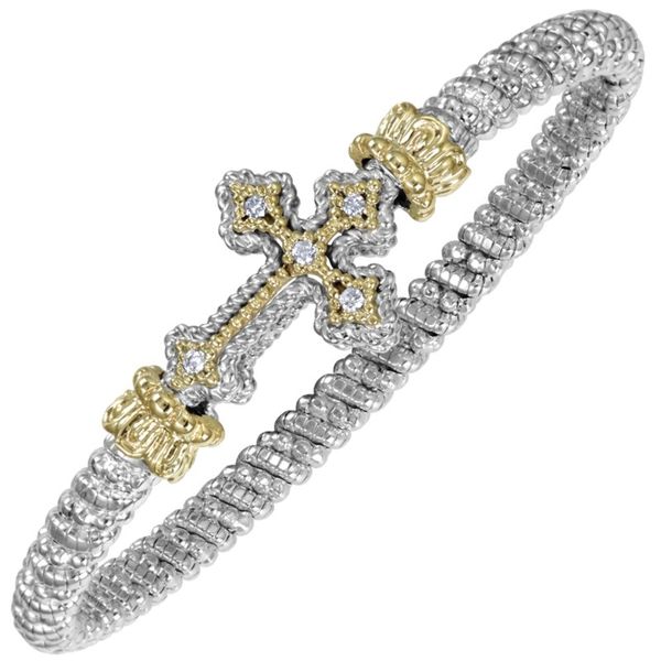 14K Yellow Gold & Sterling Silver 4mm Diamond Cross Bracelet Koerbers Fine Jewelry Inc New Albany, IN