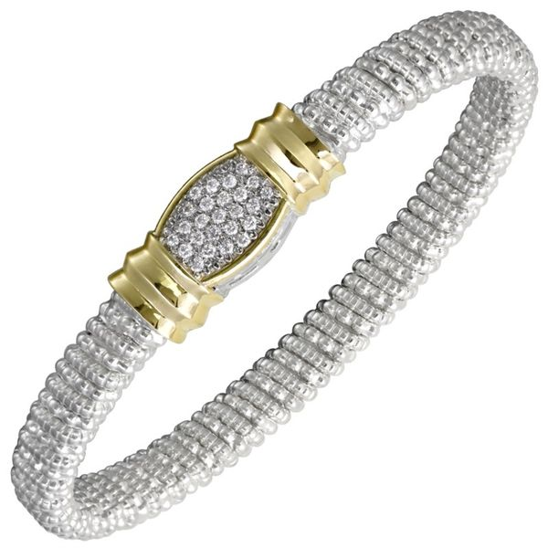 14K Yellow Gold & Sterling Silver Closed Cuff Diamond Bracelet Koerbers Fine Jewelry Inc New Albany, IN