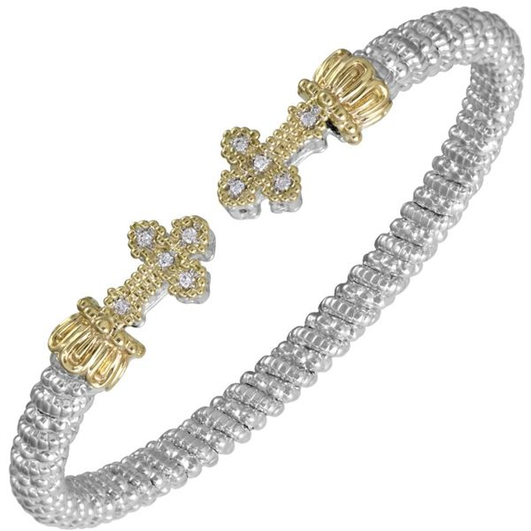 14K Yellow Gold & Sterling Silver Diamond Cross Tipped Bracelet Koerbers Fine Jewelry Inc New Albany, IN